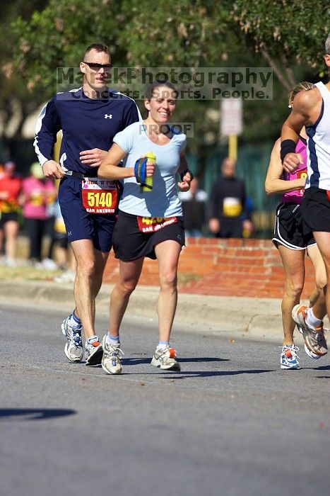 Beth Marek, bib #4236, completed the course in 3:38:21, a Boston Marathon qualifying time.  The first annual San Antonio Rock and Roll Marathon, Sunday, November 16, 2008.

Filename: SRM_20081116_11152446.jpg
Aperture: f/4.0
Shutter Speed: 1/2500
Body: Canon EOS-1D Mark II
Lens: Canon EF 300mm f/2.8 L IS