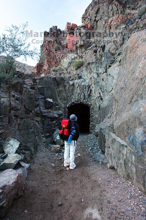 Beth Marek hiking down the South Kaibab trail, backpacking the Grand Canyon with Beth, Thursday, January 1, 2009.

Filename: SRM_20090101_16332428.jpg
Aperture: f/8.0
Shutter Speed: 1/20
Body: Canon EOS-1D Mark II
Lens: Canon EF 16-35mm f/2.8 L