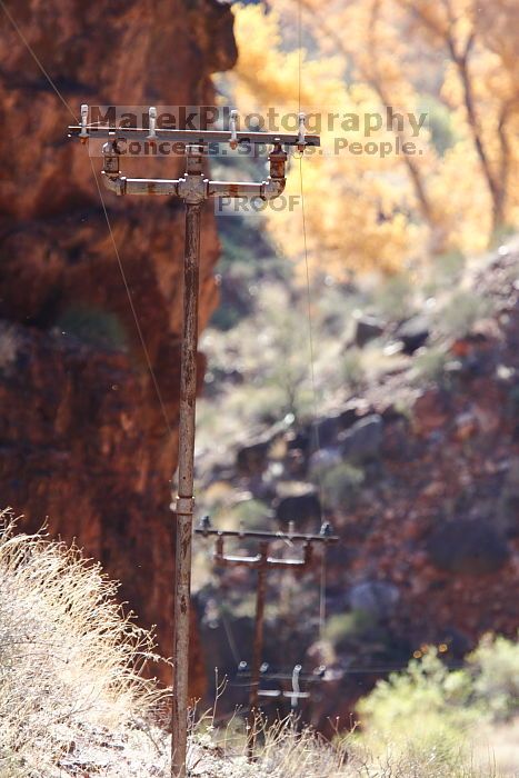 Power lines seen while hiking to the Phantom Ranch overlook, while backpacking the Grand Canyon with Beth, Friday, January 2, 2009.

Filename: SRM_20090102_13240924.JPG
Aperture: f/8.0
Shutter Speed: 1/250
Body: Canon EOS-1D Mark II
Lens: Canon EF 100-400mm f/4.5-5.6 L IS USM w/ 1.4x II TC