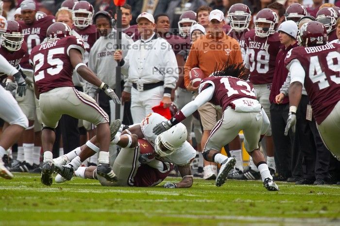 The University of Texas, Austin played Texas A&M in football at Kyle Field, College Station, on November 23, 2007.  UT lost to the Aggies, 30 to 38.

Filename: SRM_20071123_1602283.jpg
Aperture: f/5.6
Shutter Speed: 1/640
Body: Canon EOS-1D Mark II
Lens: Canon EF 300mm f/2.8 L IS