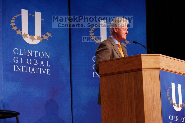 Former President Bill Clinton speaking at the CGIU meeting.  Day one of the 2nd Annual Clinton Global Initiative University (CGIU) meeting was held at The University of Texas at Austin, Friday, February 13, 2009.

Filename: SRM_20090213_16140895.jpg
Aperture: f/4.0
Shutter Speed: 1/100
Body: Canon EOS-1D Mark II
Lens: Canon EF 80-200mm f/2.8 L