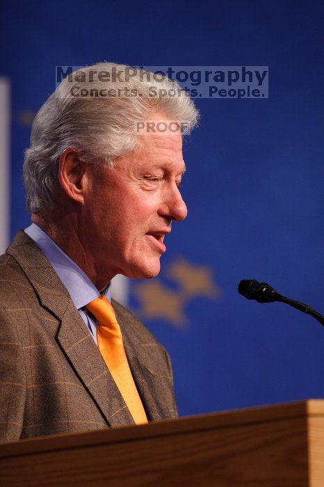 Former President Bill Clinton speaking at the CGIU meeting.  Day one of the 2nd Annual Clinton Global Initiative University (CGIU) meeting was held at The University of Texas at Austin, Friday, February 13, 2009.

Filename: SRM_20090213_16141603.jpg
Aperture: f/2.8
Shutter Speed: 1/250
Body: Canon EOS 20D
Lens: Canon EF 300mm f/2.8 L IS