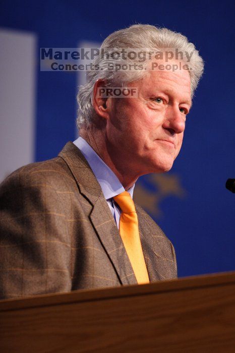 Former President Bill Clinton speaking at the CGIU meeting.  Day one of the 2nd Annual Clinton Global Initiative University (CGIU) meeting was held at The University of Texas at Austin, Friday, February 13, 2009.

Filename: SRM_20090213_16144216.jpg
Aperture: f/2.8
Shutter Speed: 1/200
Body: Canon EOS 20D
Lens: Canon EF 300mm f/2.8 L IS