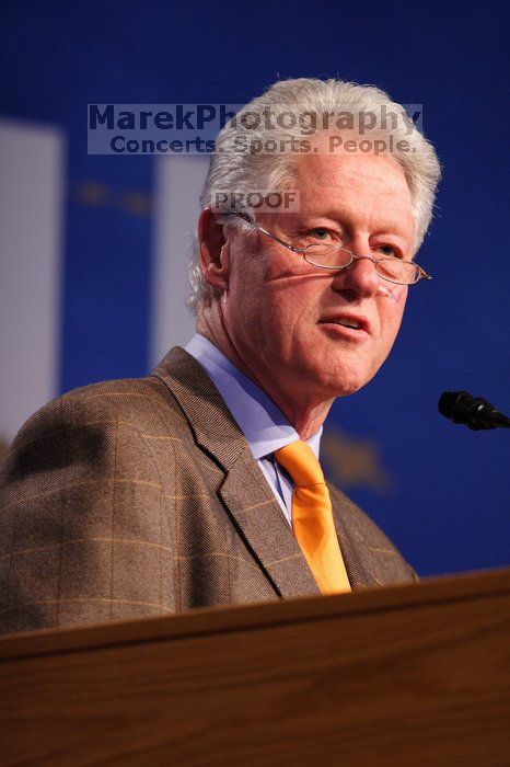 Former President Bill Clinton speaking at the CGIU meeting.  Day one of the 2nd Annual Clinton Global Initiative University (CGIU) meeting was held at The University of Texas at Austin, Friday, February 13, 2009.

Filename: SRM_20090213_16155122.jpg
Aperture: f/2.8
Shutter Speed: 1/200
Body: Canon EOS 20D
Lens: Canon EF 300mm f/2.8 L IS