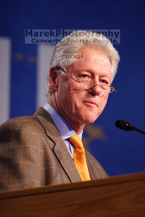 Former President Bill Clinton speaking at the CGIU meeting.  Day one of the 2nd Annual Clinton Global Initiative University (CGIU) meeting was held at The University of Texas at Austin, Friday, February 13, 2009.

Filename: SRM_20090213_16173932.jpg
Aperture: f/2.8
Shutter Speed: 1/160
Body: Canon EOS 20D
Lens: Canon EF 300mm f/2.8 L IS