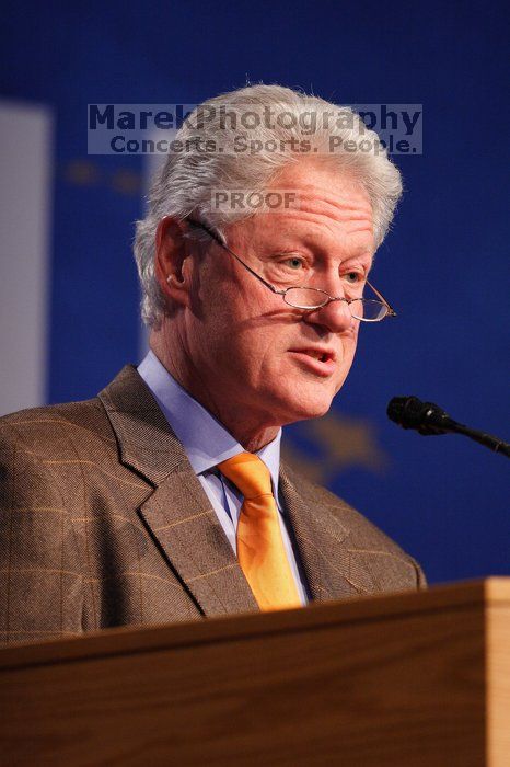 Former President Bill Clinton speaking at the CGIU meeting.  Day one of the 2nd Annual Clinton Global Initiative University (CGIU) meeting was held at The University of Texas at Austin, Friday, February 13, 2009.

Filename: SRM_20090213_16201747.jpg
Aperture: f/2.8
Shutter Speed: 1/250
Body: Canon EOS 20D
Lens: Canon EF 300mm f/2.8 L IS