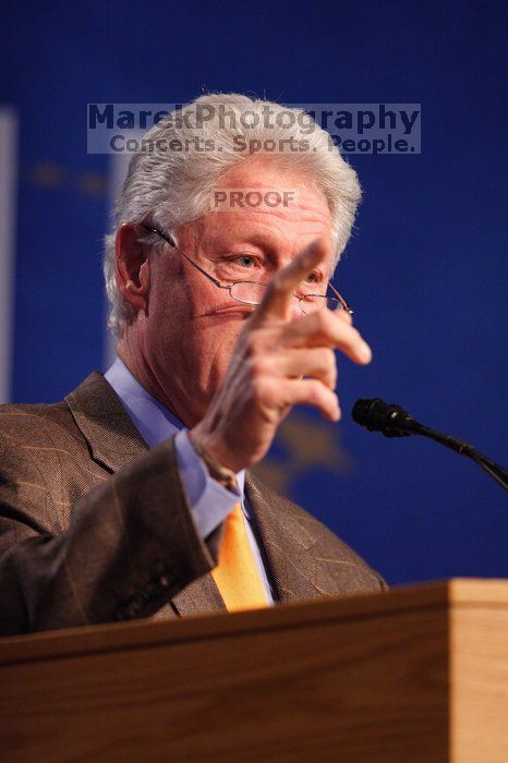 Former President Bill Clinton speaking at the CGIU meeting.  Day one of the 2nd Annual Clinton Global Initiative University (CGIU) meeting was held at The University of Texas at Austin, Friday, February 13, 2009.

Filename: SRM_20090213_16201848.jpg
Aperture: f/2.8
Shutter Speed: 1/250
Body: Canon EOS 20D
Lens: Canon EF 300mm f/2.8 L IS