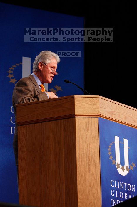 Former President Bill Clinton speaking at the CGIU meeting.  Day one of the 2nd Annual Clinton Global Initiative University (CGIU) meeting was held at The University of Texas at Austin, Friday, February 13, 2009.

Filename: SRM_20090213_16225962.jpg
Aperture: f/4.0
Shutter Speed: 1/100
Body: Canon EOS-1D Mark II
Lens: Canon EF 80-200mm f/2.8 L