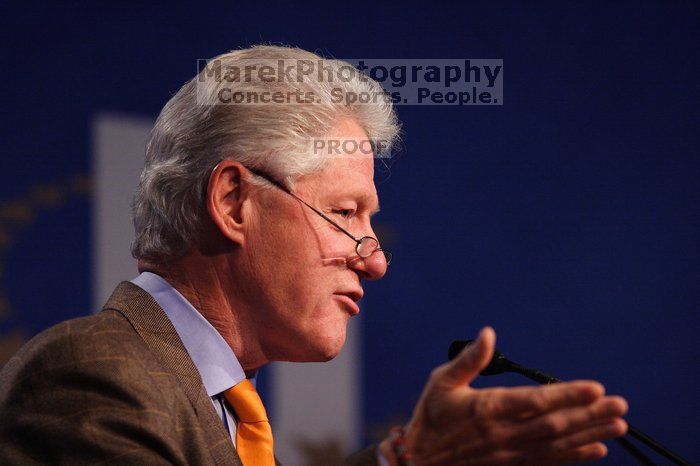 Former President Bill Clinton speaking at the CGIU meeting.  Day one of the 2nd Annual Clinton Global Initiative University (CGIU) meeting was held at The University of Texas at Austin, Friday, February 13, 2009.

Filename: SRM_20090213_16273200.jpg
Aperture: f/2.8
Shutter Speed: 1/400
Body: Canon EOS 20D
Lens: Canon EF 300mm f/2.8 L IS