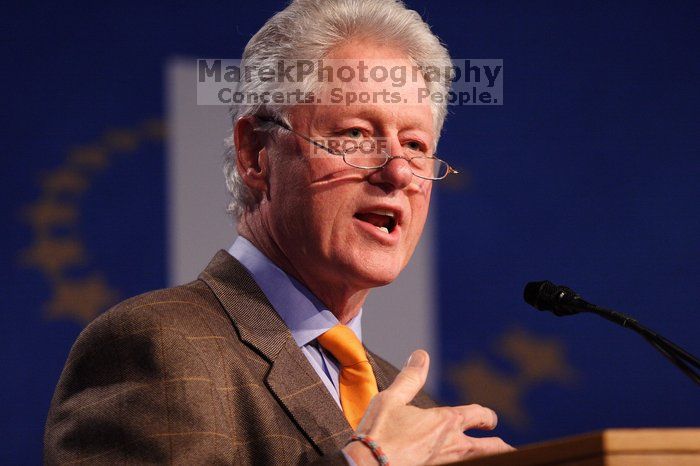 Former President Bill Clinton speaking at the CGIU meeting.  Day one of the 2nd Annual Clinton Global Initiative University (CGIU) meeting was held at The University of Texas at Austin, Friday, February 13, 2009.

Filename: SRM_20090213_16273604.jpg
Aperture: f/2.8
Shutter Speed: 1/320
Body: Canon EOS 20D
Lens: Canon EF 300mm f/2.8 L IS