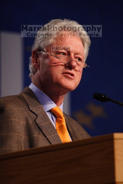 Former President Bill Clinton speaking at the CGIU meeting.  Day one of the 2nd Annual Clinton Global Initiative University (CGIU) meeting was held at The University of Texas at Austin, Friday, February 13, 2009.

Filename: SRM_20090213_16275314.jpg
Aperture: f/2.8
Shutter Speed: 1/400
Body: Canon EOS 20D
Lens: Canon EF 300mm f/2.8 L IS