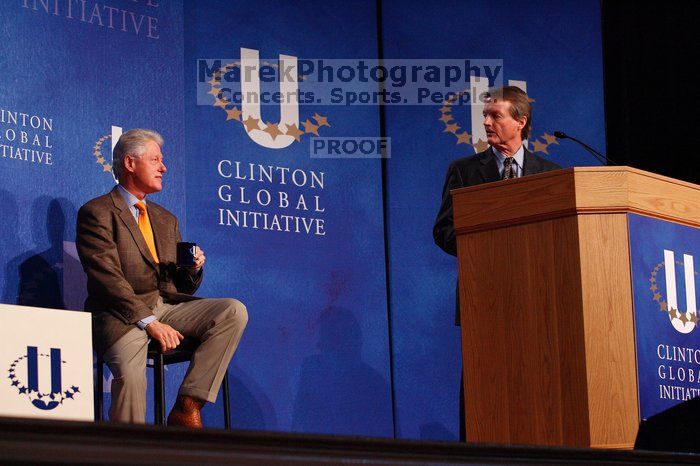 UT President William Powers Jr. speaks at the opening of the first plenary session of CGIU with Former President Bill Clinton listening.  Day one of the 2nd Annual Clinton Global Initiative University (CGIU) meeting was held at The University of Texas at Austin, Friday, February 13, 2009.

Filename: SRM_20090213_16294456.jpg
Aperture: f/4.0
Shutter Speed: 1/200
Body: Canon EOS-1D Mark II
Lens: Canon EF 80-200mm f/2.8 L