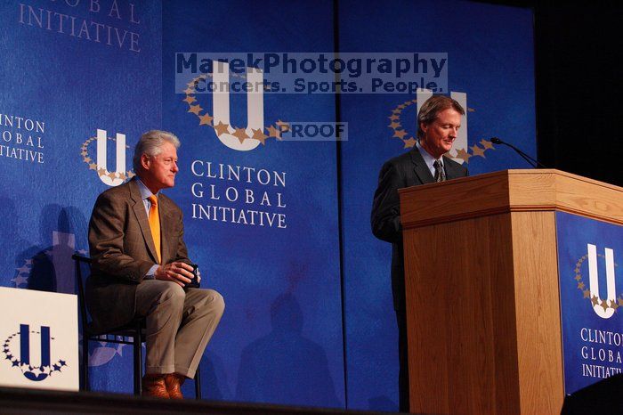 UT President William Powers Jr. speaks at the opening of the first plenary session of CGIU with Former President Bill Clinton listening.  Day one of the 2nd Annual Clinton Global Initiative University (CGIU) meeting was held at The University of Texas at Austin, Friday, February 13, 2009.

Filename: SRM_20090213_16295163.jpg
Aperture: f/4.0
Shutter Speed: 1/250
Body: Canon EOS-1D Mark II
Lens: Canon EF 80-200mm f/2.8 L