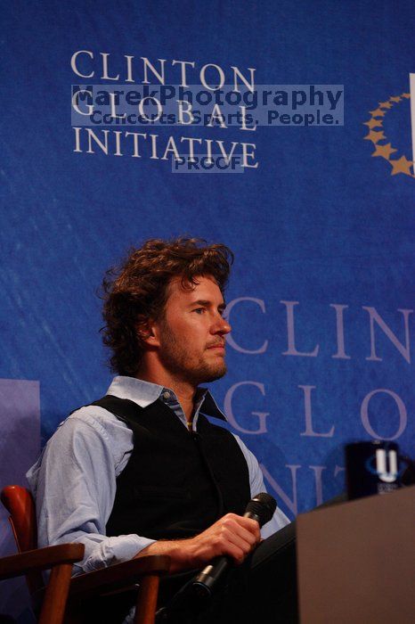 Blake Mycoskie, founder of TOMS shoes, donates one pair of shoes to a third world country for every pair of shoes they sell.  Day one of the 2nd Annual Clinton Global Initiative University (CGIU) meeting was held at The University of Texas at Austin, Friday, February 13, 2009.

Filename: SRM_20090213_16543227.jpg
Aperture: f/4.0
Shutter Speed: 1/250
Body: Canon EOS-1D Mark II
Lens: Canon EF 80-200mm f/2.8 L