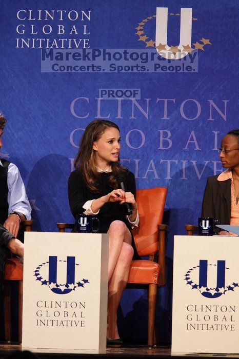 Blake Mycoskie (L), founder of TOMS shoes, Natalie Portman (C), and Mambidzeni Madzivire (R), BME graduate student at Mayo Graduate School, at the first plenary session of the CGIU meeting.  Day one of the 2nd Annual Clinton Global Initiative University (CGIU) meeting was held at The University of Texas at Austin, Friday, February 13, 2009.

Filename: SRM_20090213_17034512.jpg
Aperture: f/4.0
Shutter Speed: 1/250
Body: Canon EOS 20D
Lens: Canon EF 300mm f/2.8 L IS