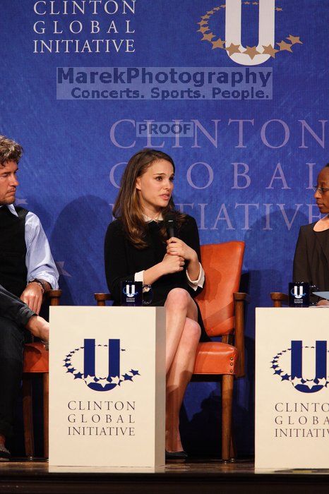 Blake Mycoskie (L), founder of TOMS shoes, Natalie Portman (C), and Mambidzeni Madzivire (R), BME graduate student at Mayo Graduate School, at the first plenary session of the CGIU meeting.  Day one of the 2nd Annual Clinton Global Initiative University (CGIU) meeting was held at The University of Texas at Austin, Friday, February 13, 2009.

Filename: SRM_20090213_17041719.jpg
Aperture: f/4.0
Shutter Speed: 1/250
Body: Canon EOS 20D
Lens: Canon EF 300mm f/2.8 L IS