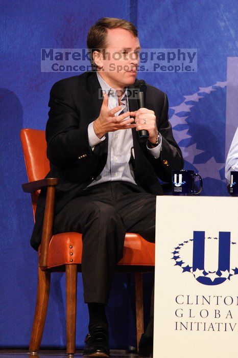 Paul Bell, president of Dell Global Public, at the opening plenary session of the CGIU meeting.  Day one of the 2nd Annual Clinton Global Initiative University (CGIU) meeting was held at The University of Texas at Austin, Friday, February 13, 2009.

Filename: SRM_20090213_17385237.jpg
Aperture: f/5.6
Shutter Speed: 1/160
Body: Canon EOS 20D
Lens: Canon EF 300mm f/2.8 L IS