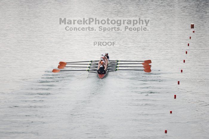 The Texas Rowing first varsity eight team, with coxswain Mary Cait McPherson, stroke Jen VanderMaarel, Felicia Izaguirre-Werner, Meg George, Nancy Arrington, Jelena Zunic, Karli Sheahan, Colleen Irby and Sara Cottingham, finished with a time of 6:44.7, defeating Duke which completed the race in 6:49.9. This was the second session of the Longhorn Invitational, Saturday morning, March 21, 2009 on Lady Bird Lake.  They later won one more race against UCF on Sunday.

Filename: SRM_20090321_08404988.jpg
Aperture: f/2.8
Shutter Speed: 1/3200
Body: Canon EOS-1D Mark II
Lens: Canon EF 300mm f/2.8 L IS