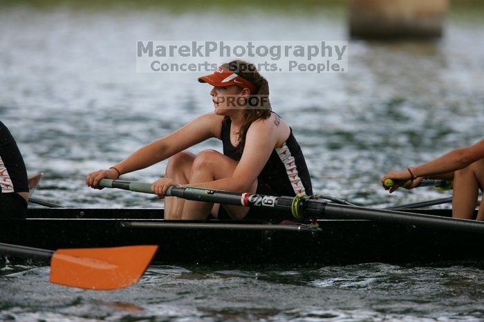 The Texas Rowing first novice eight team finished with a time of 7:51.3, losing to Wisconsin, which completed the race in 7:39.4. This was the third session of the Longhorn Invitational, Saturday afternoon, March 21, 2009 on Lady Bird Lake.

Filename: SRM_20090321_16103250.jpg
Aperture: f/4.0
Shutter Speed: 1/1250
Body: Canon EOS-1D Mark II
Lens: Canon EF 300mm f/2.8 L IS