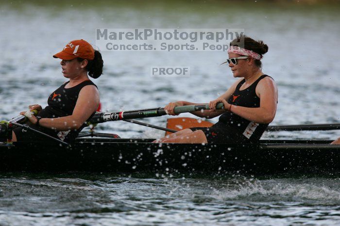 The Texas Rowing first novice eight team finished with a time of 7:51.3, losing to Wisconsin, which completed the race in 7:39.4. This was the third session of the Longhorn Invitational, Saturday afternoon, March 21, 2009 on Lady Bird Lake.

Filename: SRM_20090321_16103352.jpg
Aperture: f/4.0
Shutter Speed: 1/1250
Body: Canon EOS-1D Mark II
Lens: Canon EF 300mm f/2.8 L IS