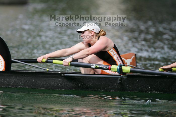 The Texas Rowing first varsity four team finished with a time of 8:44.9, losing to Wisconsin, which completed the race in 8:11.3. This was the third session of the Longhorn Invitational, Saturday afternoon, March 21, 2009 on Lady Bird Lake.

Filename: SRM_20090321_16182500.jpg
Aperture: f/4.0
Shutter Speed: 1/1600
Body: Canon EOS-1D Mark II
Lens: Canon EF 300mm f/2.8 L IS