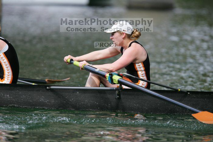 The Texas Rowing first varsity four team finished with a time of 8:44.9, losing to Wisconsin, which completed the race in 8:11.3. This was the third session of the Longhorn Invitational, Saturday afternoon, March 21, 2009 on Lady Bird Lake.

Filename: SRM_20090321_16182597.jpg
Aperture: f/4.0
Shutter Speed: 1/1600
Body: Canon EOS-1D Mark II
Lens: Canon EF 300mm f/2.8 L IS