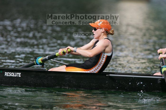 The Texas Rowing first varsity four team finished with a time of 8:44.9, losing to Wisconsin, which completed the race in 8:11.3. This was the third session of the Longhorn Invitational, Saturday afternoon, March 21, 2009 on Lady Bird Lake.

Filename: SRM_20090321_16182604.jpg
Aperture: f/4.0
Shutter Speed: 1/1250
Body: Canon EOS-1D Mark II
Lens: Canon EF 300mm f/2.8 L IS