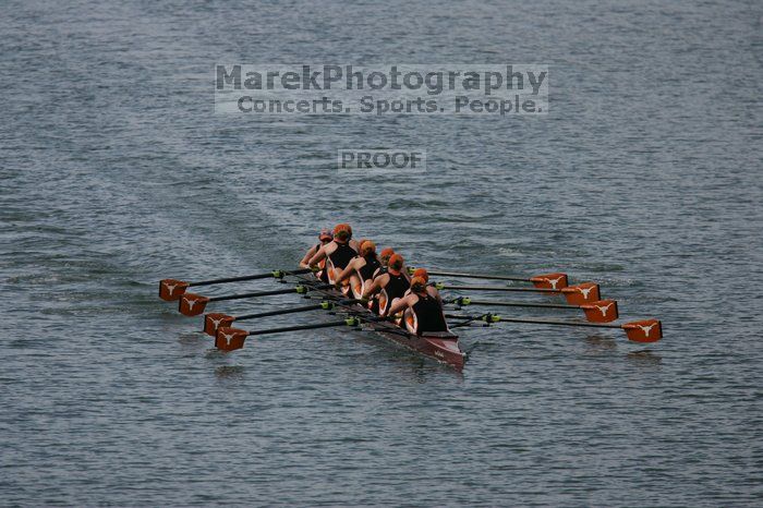 The Texas Rowing second varsity eight team finished with a time of 7:29.5, losing to Wisconsin, which completed the race in 7:15.5. This was the third session of the Longhorn Invitational, Saturday afternoon, March 21, 2009 on Lady Bird Lake.

Filename: SRM_20090321_16282321.jpg
Aperture: f/4.0
Shutter Speed: 1/5000
Body: Canon EOS-1D Mark II
Lens: Canon EF 300mm f/2.8 L IS