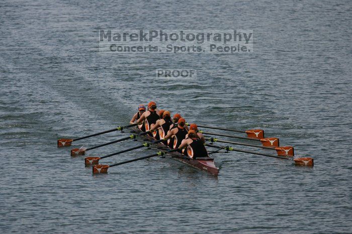 The Texas Rowing second varsity eight team finished with a time of 7:29.5, losing to Wisconsin, which completed the race in 7:15.5. This was the third session of the Longhorn Invitational, Saturday afternoon, March 21, 2009 on Lady Bird Lake.

Filename: SRM_20090321_16282530.jpg
Aperture: f/4.0
Shutter Speed: 1/5000
Body: Canon EOS-1D Mark II
Lens: Canon EF 300mm f/2.8 L IS