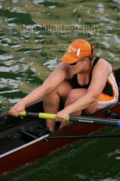 The Texas Rowing second varsity eight team finished with a time of 7:29.5, losing to Wisconsin, which completed the race in 7:15.5. This was the third session of the Longhorn Invitational, Saturday afternoon, March 21, 2009 on Lady Bird Lake.

Filename: SRM_20090321_16285456.jpg
Aperture: f/4.0
Shutter Speed: 1/1000
Body: Canon EOS-1D Mark II
Lens: Canon EF 300mm f/2.8 L IS