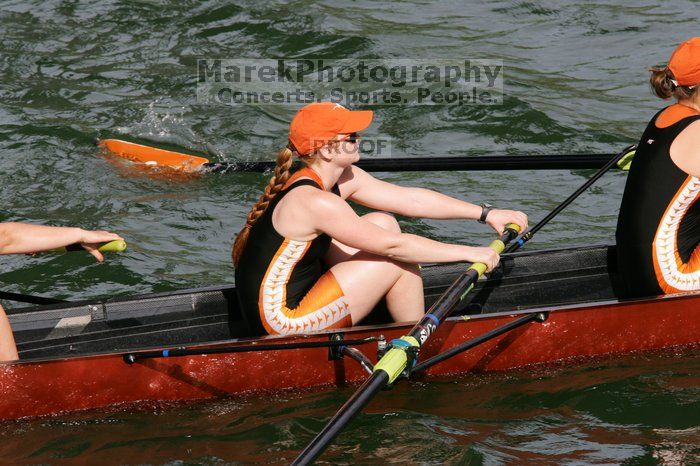 The Texas Rowing second varsity eight team finished with a time of 7:29.5, losing to Wisconsin, which completed the race in 7:15.5. This was the third session of the Longhorn Invitational, Saturday afternoon, March 21, 2009 on Lady Bird Lake.

Filename: SRM_20090321_16350578.jpg
Aperture: f/8.0
Shutter Speed: 1/1000
Body: Canon EOS-1D Mark II
Lens: Canon EF 300mm f/2.8 L IS