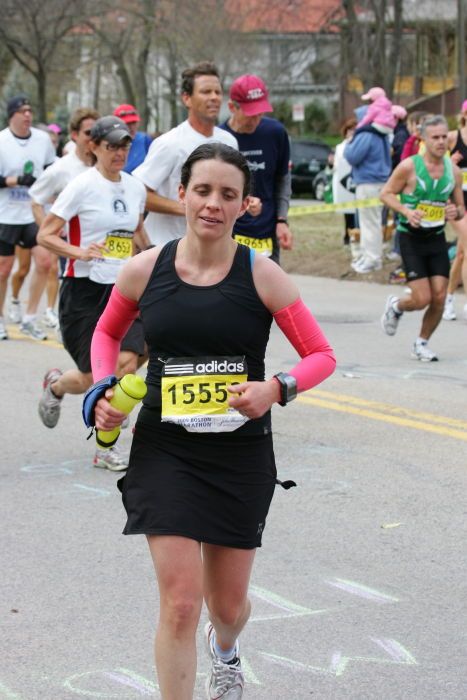 Beth Marek, bib #15553, finished with a time of 3:57:15.  The 113th Boston Marathon took place on Monday, April 20, 2009.

Filename: SRM_20090420_12313693.JPG
Aperture: f/9.0
Shutter Speed: 1/320
Body: Canon EOS-1D Mark II
Lens: Canon EF 100-400mm f/4.5-5.6 L IS USM