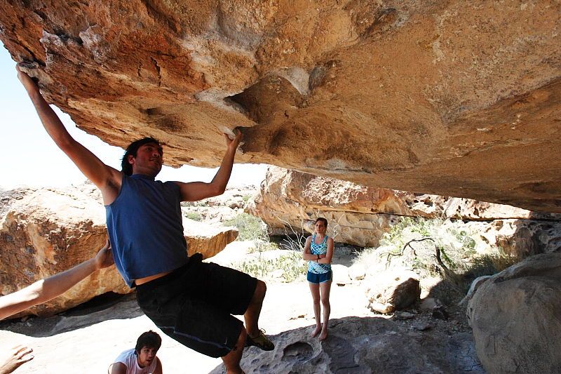 Javier Morales rock climbing in Hueco Tanks State Park and Historic Site during the Hueco Tanks Awesome Fest 2010 trip, Saturday, May 22, 2010.

Filename: SRM_20100522_14043663.JPG
Aperture: f/8.0
Shutter Speed: 1/800
Body: Canon EOS-1D Mark II
Lens: Canon EF 16-35mm f/2.8 L