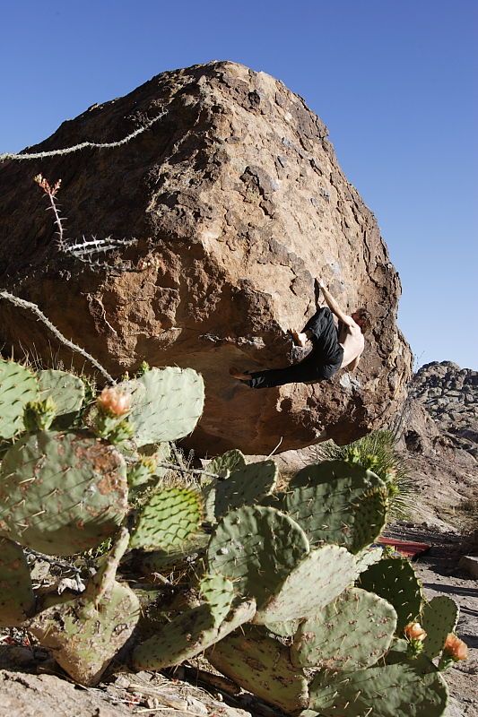 Andrew Dreher rock climbing on No One Gets Out of Here Alive (V2) in Hueco Tanks State Park and Historic Site during the Hueco Tanks Awesome Fest 2010 trip, Sunday, May 23, 2010.

Filename: SRM_20100523_18510318.JPG
Aperture: f/8.0
Shutter Speed: 1/1000
Body: Canon EOS-1D Mark II
Lens: Canon EF 16-35mm f/2.8 L