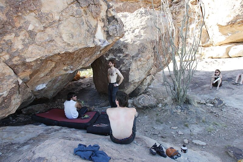 Rock climbing in Hueco Tanks State Park and Historic Site during the Hueco Tanks Awesome Fest 2010 trip, Sunday, May 23, 2010.

Filename: SRM_20100523_19012739.JPG
Aperture: f/5.6
Shutter Speed: 1/160
Body: Canon EOS-1D Mark II
Lens: Canon EF 16-35mm f/2.8 L