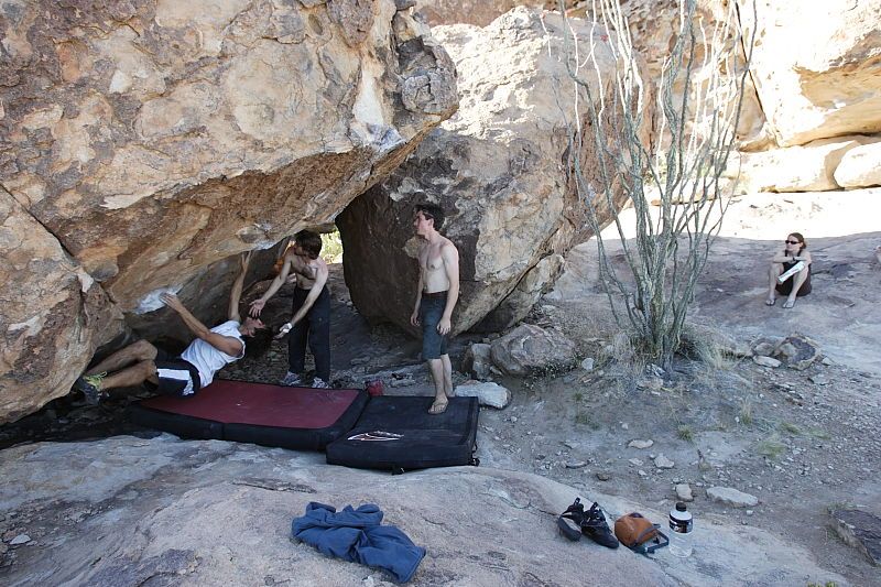 Javier Morales rock climbing in Hueco Tanks State Park and Historic Site during the Hueco Tanks Awesome Fest 2010 trip, Sunday, May 23, 2010.

Filename: SRM_20100523_19031943.JPG
Aperture: f/5.6
Shutter Speed: 1/160
Body: Canon EOS-1D Mark II
Lens: Canon EF 16-35mm f/2.8 L