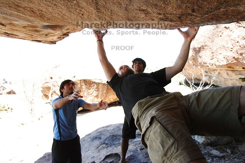 Steve Marek rock climbing on Mexican Chicken (V6) in Hueco Tanks State Park and Historic Site during the Hueco Tanks Awesome Fest 2010 trip, Monday, May 24, 2010.

Filename: SRM_20100524_12051402.JPG
Aperture: f/4.0
Shutter Speed: 1/2500
Body: Canon EOS-1D Mark II
Lens: Canon EF 16-35mm f/2.8 L