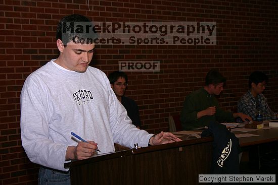 Weekly meeting of the Undergraduate House of Representatives (UHR), March 23, 2004.

Filename: img_3720_std.jpg
Aperture: f/7.1
Shutter Speed: 1/100
Body: Canon EOS DIGITAL REBEL
Lens: Canon EF-S 18-55mm f/3.5-5.6