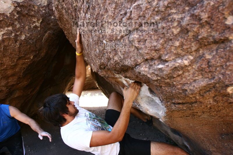 Rock climbing in Hueco Tanks State Park and Historic Site during the Hueco Tanks Awesome Fest 2.0 trip, Saturday, September 04, 2010.

Filename: SRM_20100904_11423118.JPG
Aperture: f/3.5
Shutter Speed: 1/250
Body: Canon EOS 20D
Lens: Canon EF 16-35mm f/2.8 L