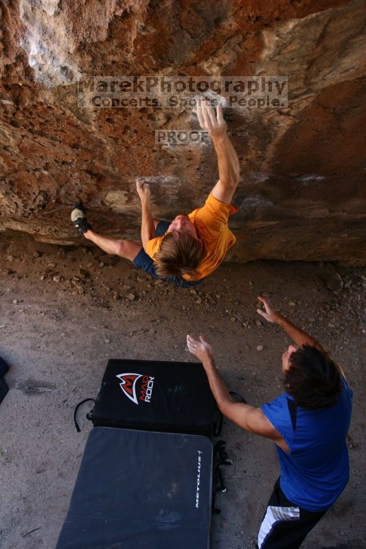 Rock climbing in Hueco Tanks State Park and Historic Site during the Hueco Tanks Awesome Fest 2.0 trip, Saturday, September 04, 2010.

Filename: SRM_20100904_13364010.JPG
Aperture: f/4.0
Shutter Speed: 1/400
Body: Canon EOS 20D
Lens: Canon EF 16-35mm f/2.8 L