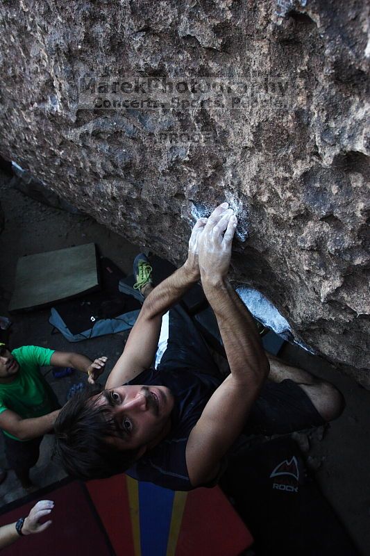 Rock climbing in Hueco Tanks State Park and Historic Site during the Hueco Tanks Awesome Fest 2.0 trip, Sunday, September 05, 2010.

Filename: SRM_20100905_19180047.JPG
Aperture: f/5.6
Shutter Speed: 1/250
Body: Canon EOS 20D
Lens: Canon EF 16-35mm f/2.8 L