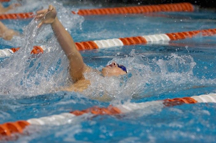 Garrett Weber Gale (Black Goggles) and Chris Seitz (Blue goggles) of the University of Texas Men's Varsity Swim Team placed 7th and 8th in the 6th heat of the 200 Backstroke Prelims with a time of 1:45.69 and 1:46.00 at the Speedo American Short Course Championships.
Filename: SRM_20060304_181434_5.jpg
Aperture: f/3.5
Shutter Speed: 1/640
Body: Canon EOS 20D
Lens: Canon EF 80-200mm f/2.8 L