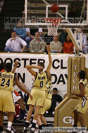 The Georgia Tech women's basketball team played Clemson.

Filename: img_0608_std.jpg
Aperture: f/2.8
Shutter Speed: 1/320
Body: Canon EOS DIGITAL REBEL
Lens: Canon EF 80-200mm f/2.8 L