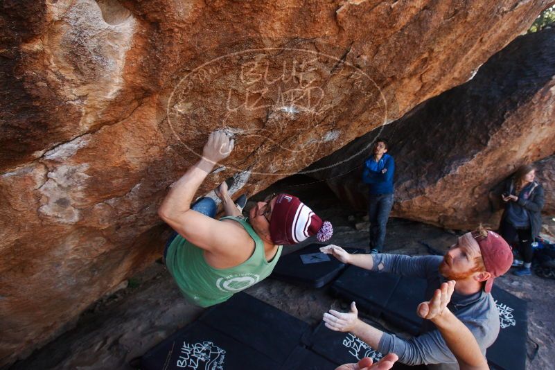 Bouldering in Hueco Tanks on 11/24/2018 with Blue Lizard Climbing and Yoga

Filename: SRM_20181124_1313200.jpg
Aperture: f/6.3
Shutter Speed: 1/250
Body: Canon EOS-1D Mark II
Lens: Canon EF 16-35mm f/2.8 L