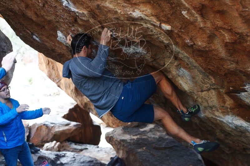 Bouldering in Hueco Tanks on 11/24/2018 with Blue Lizard Climbing and Yoga

Filename: SRM_20181124_1558410.jpg
Aperture: f/3.5
Shutter Speed: 1/250
Body: Canon EOS-1D Mark II
Lens: Canon EF 50mm f/1.8 II