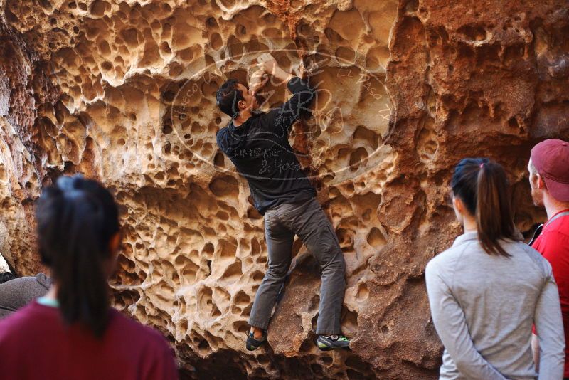 Bouldering in Hueco Tanks on 11/23/2018 with Blue Lizard Climbing and Yoga

Filename: SRM_20181123_1106090.jpg
Aperture: f/2.8
Shutter Speed: 1/250
Body: Canon EOS-1D Mark II
Lens: Canon EF 50mm f/1.8 II