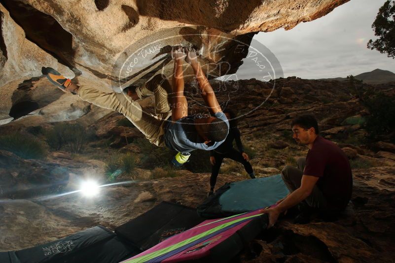 Bouldering in Hueco Tanks on 12/08/2018 with Blue Lizard Climbing and Yoga

Filename: SRM_20181208_1145230.jpg
Aperture: f/8.0
Shutter Speed: 1/250
Body: Canon EOS-1D Mark II
Lens: Canon EF 16-35mm f/2.8 L