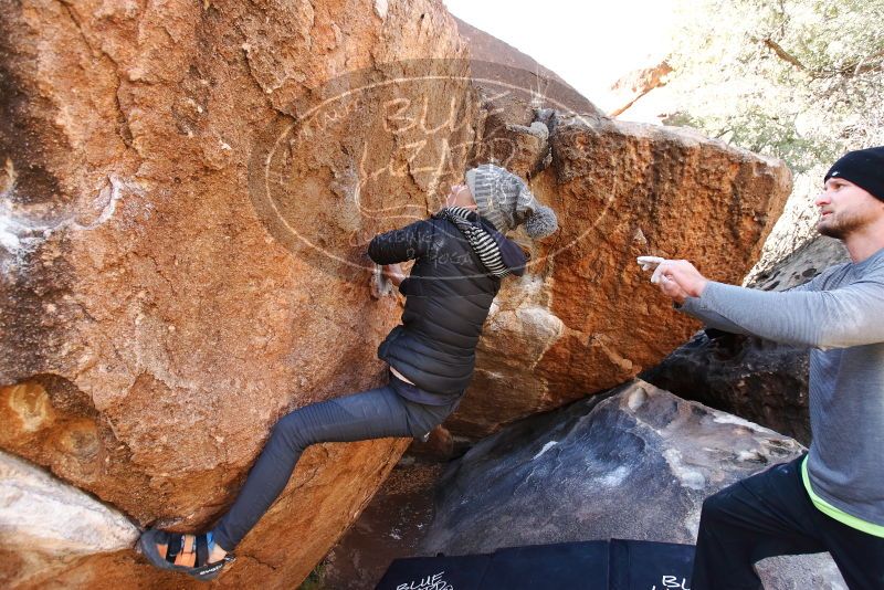 Bouldering in Hueco Tanks on 01/13/2019 with Blue Lizard Climbing and Yoga

Filename: SRM_20190113_1117420.jpg
Aperture: f/4.5
Shutter Speed: 1/200
Body: Canon EOS-1D Mark II
Lens: Canon EF 16-35mm f/2.8 L