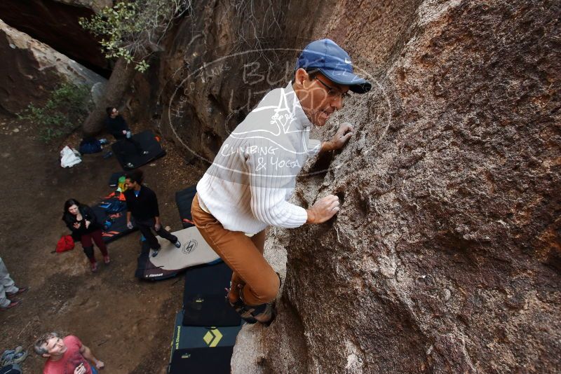 Bouldering in Hueco Tanks on 01/18/2019 with Blue Lizard Climbing and Yoga

Filename: SRM_20190118_1230320.jpg
Aperture: f/5.6
Shutter Speed: 1/160
Body: Canon EOS-1D Mark II
Lens: Canon EF 16-35mm f/2.8 L