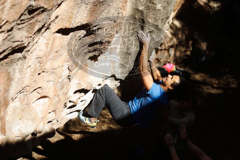 Bouldering in Hueco Tanks on 01/18/2019 with Blue Lizard Climbing and Yoga

Filename: SRM_20190118_1258170.jpg
Aperture: f/3.2
Shutter Speed: 1/1000
Body: Canon EOS-1D Mark II
Lens: Canon EF 50mm f/1.8 II